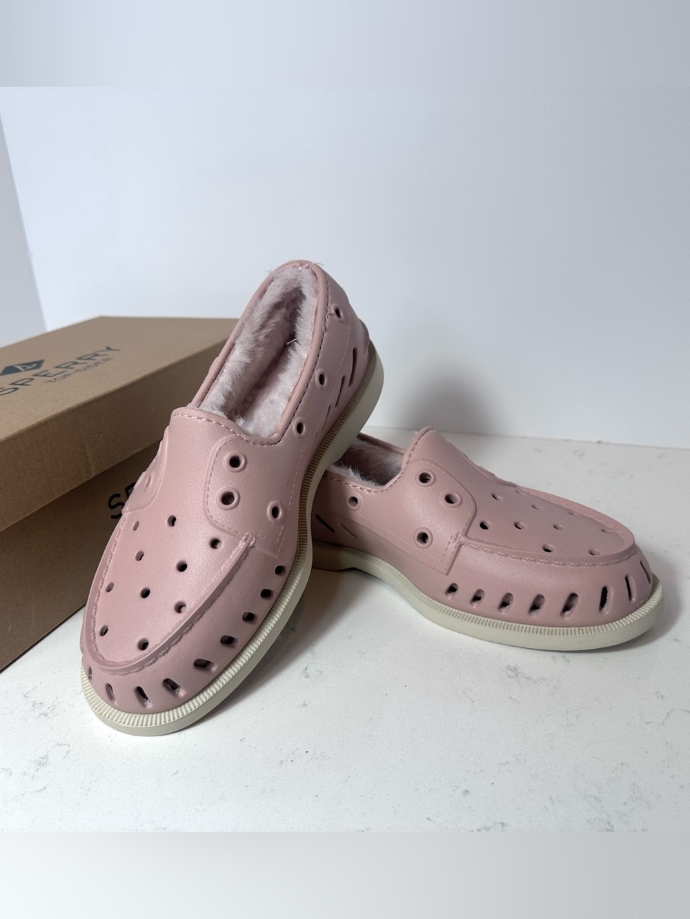 Women’s Blush Sperry A/O Float Faux Fur lined Slip-On Shoes NWT